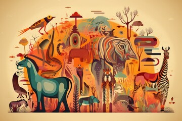 animals vector illustration, ai generated