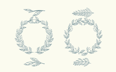 hand drawn floral decoration elements set