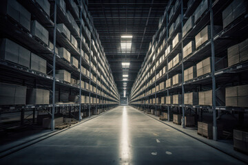 Obraz premium Impressive Empty Warehouse in Logistic Center..