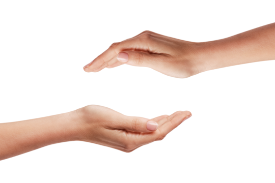 Two Hands protecting something isolated - Powered by Adobe