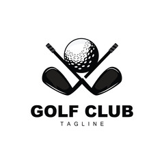 Golf Ball Logo, Vector Stick Golf. Outdoor Sports Game, Discipline Design, Icon Template