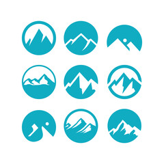 Mountain logo flat design template. Graphic elements represent bold and strong
