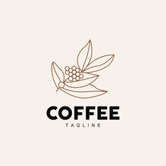 Coffee Logo, Coffee Tree Design, Cafe Drink Vector, Icon Brand Illustration Symbol