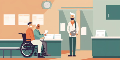 Fototapeta premium A person with disability receives care unrelated to their disability from a knowledgeable provider, promoting holistic care. Generative AI.