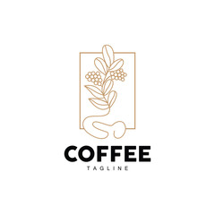 Coffee Logo, Coffee Tree Design, Cafe Drink Vector, Icon Brand Illustration Symbol