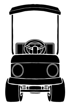 cartoon golf cart front view