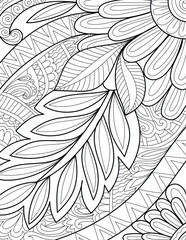 Decorative detailed mehndi design style floral coloring book page illustration