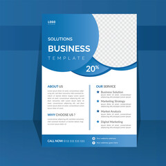 Corporate business flyer template design with blue color. Flyer design for business, a4 size half page one side Corporate flyer design in blue color for business purpose