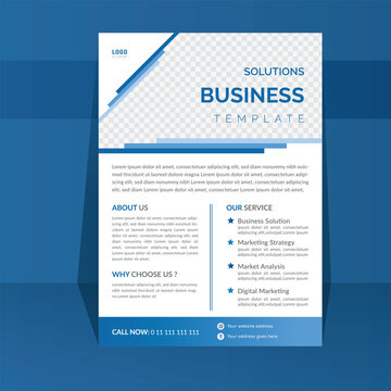 Corporate business flyer template design with blue color. Flyer design for business, a4 size half page one side Corporate flyer design in blue color for business purpose