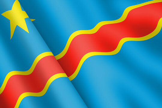 Democratic Republic of Congo waving flag 3d illustration wind ripple