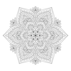 Decorative rounded detailed mandala coloring page illustration