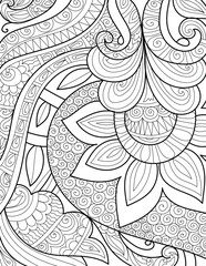 Fototapeta premium Decorative mandala mehndi design style traditional coloring page illustration for adults & children 