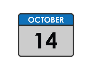 14th October calendar icon. Calendar template for the days of October.