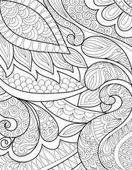 Decorative mehndi design style detailed coloring page illustration 