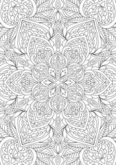 Decorative rounded detailed mandala coloring page illustration