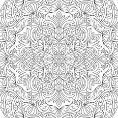 Decorative rounded detailed mandala coloring page illustration