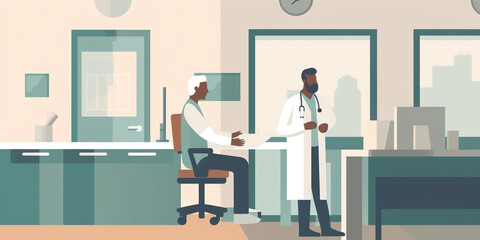 A person with disability receives care from a provider who also has a disability, promoting disability representation in healthcare. Generative AI.