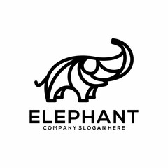 Elephant logo, line art animal
