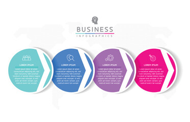 Vector infographic business presentation template with circular interconnection with 4 options.