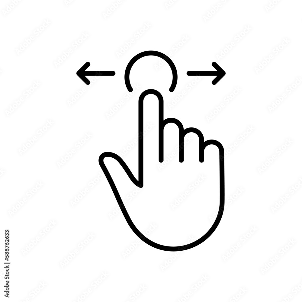 Poster swipe gesture of computer mouse. pointer finger black line icon. cursor hand linear pictogram. click