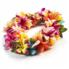 A beautiful Hawaiian lei made with fresh flowers. generative AI