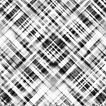 Monochrome abstract halftone dots gradient background. Vector illustration. Seamless plaid pattern.