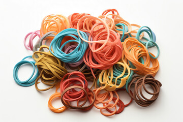 A collection of colorful rubber bands. generative AI