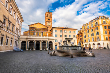 Fototapeta na wymiar Rome, Italy at Basilica of Our Lady in Trastevere