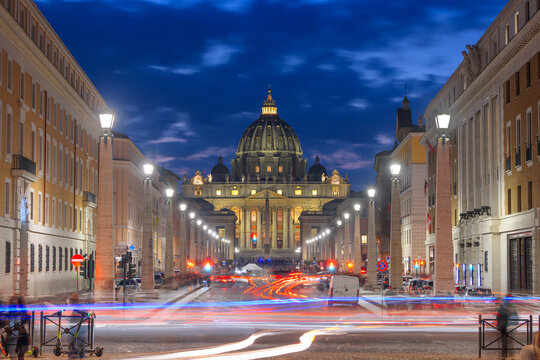 Vatican City and St. Peter's at Dusk