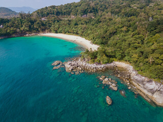 Aerial view of Laem Singh beach in Phuket, Thailand