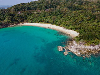 Aerial view of Laem Singh beach in Phuket, Thailand