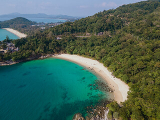 Aerial view of Laem Singh beach in Phuket, Thailand