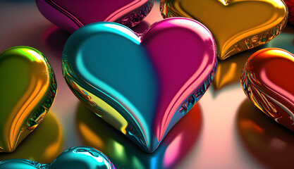 Shiny heart shapes using generative art