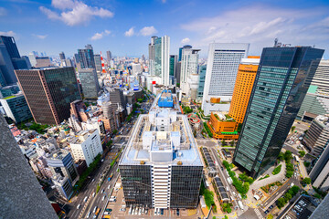 Naklejka premium Osaka, Japan Umeda District Cityscape