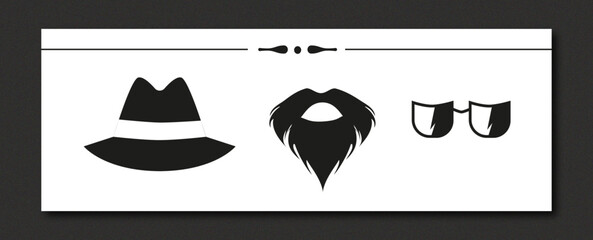 hat and beard with mustache, glasses