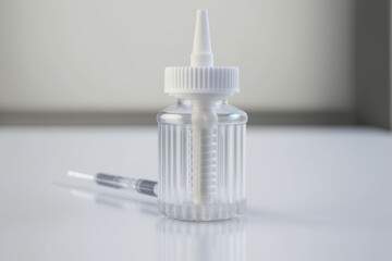 Fototapeta na wymiar Syringe with a needle is used in medical procedures to insert liquid substances into the patient's body, draw blood or perform aspiration punctures. Concept of medicine and health.