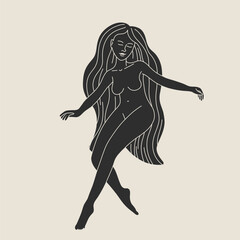 woman contour astrology, goddess of female power. zodiac signs, tarot cards, fortune-telling and predictions, forecast