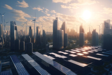 A vision of a city that combines innovation and sustainability, using future technology to create a better living environment for its residents. Generative AI