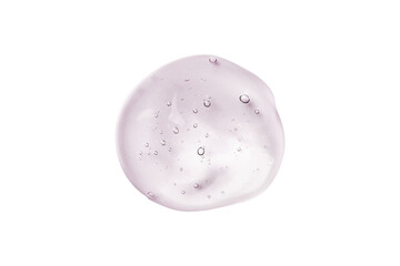Serum gel swatch isolated on transparent background. Pink cosmetic transparent gel serum texture.