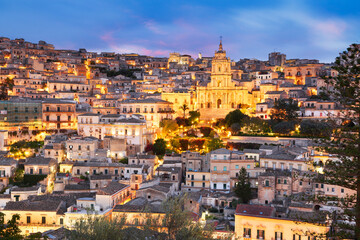 Modica, Sicily, Italy with the Cathedral of San Giorgio - obrazy, fototapety, plakaty