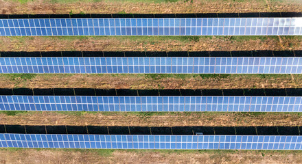 Panoramic view of solar energy photovoltaic power generation