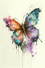 Obraz na płótnie Canvas butterfly watercolor painting on white background, watercolor painting. ai generative