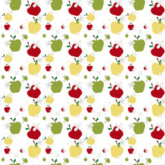 Apple fruit Seamless pattern, abstract repeated background. For paper, cover, fabric, gift wrap, wall art, interior decoration. Simple surface pattern design. Hand drawn colored Vector illustration - 588771846