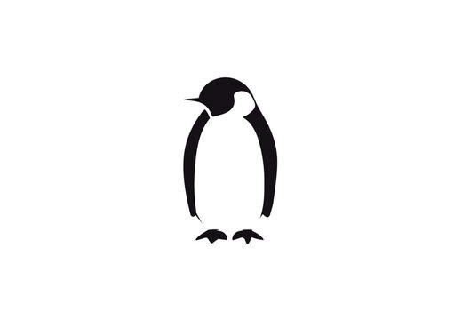 simple minimalistic penguin vector logo on white