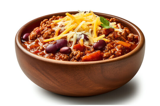spicy chili con carne with beans, isolated white object. generative AI