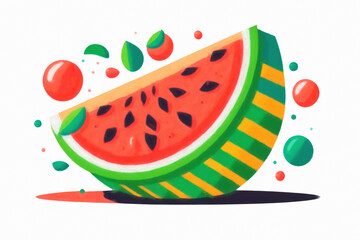 Watermelon slice in watercolor style. Hand drawn  illustration. Ai Generative