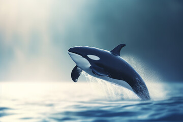 Leaping Orca: Majestic Killer Whale in Full Flight