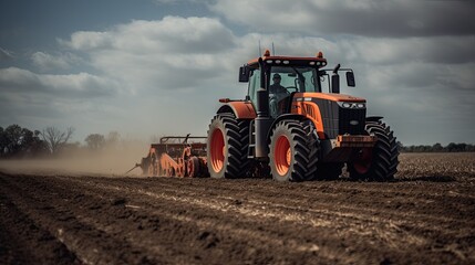 Obraz premium tractor in a field, agriculture, generative AI