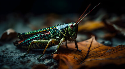Life of grasshopper insects. Generative AI