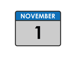 November 1th calendar icon vector. Concept of schedule. business and tasks. eps 10.